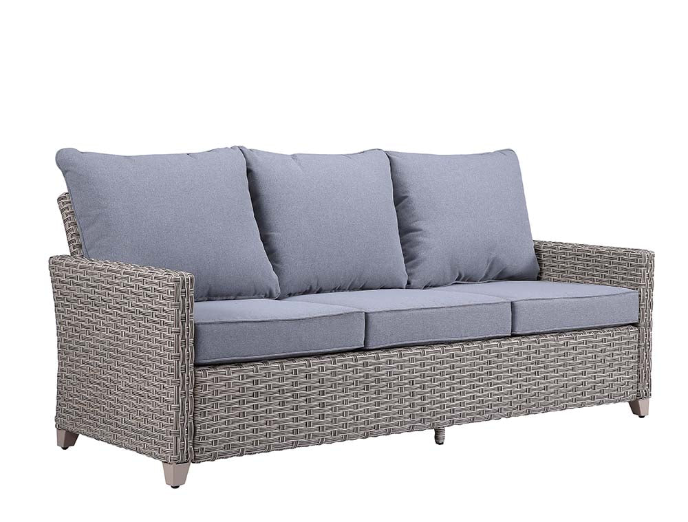 Acme - Greeley 4PC Pack Patio Sofa Set OT01090 Gray Fabric & Gray Finish