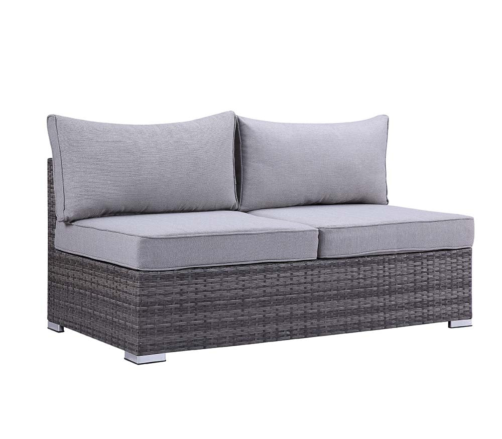 Acme - Sheffield 4PC Pack Patio Sofa Set OT01091 Gray Fabric & Gray Finish