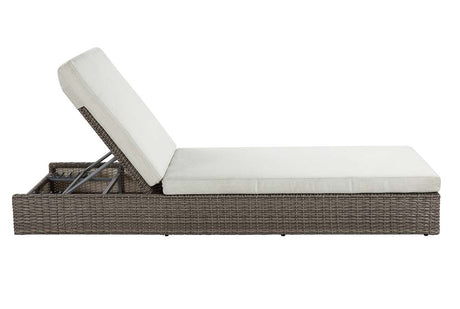 Acme - Salena Patio Sun Lounge OT01093 Beige Fabric & Gray Finish