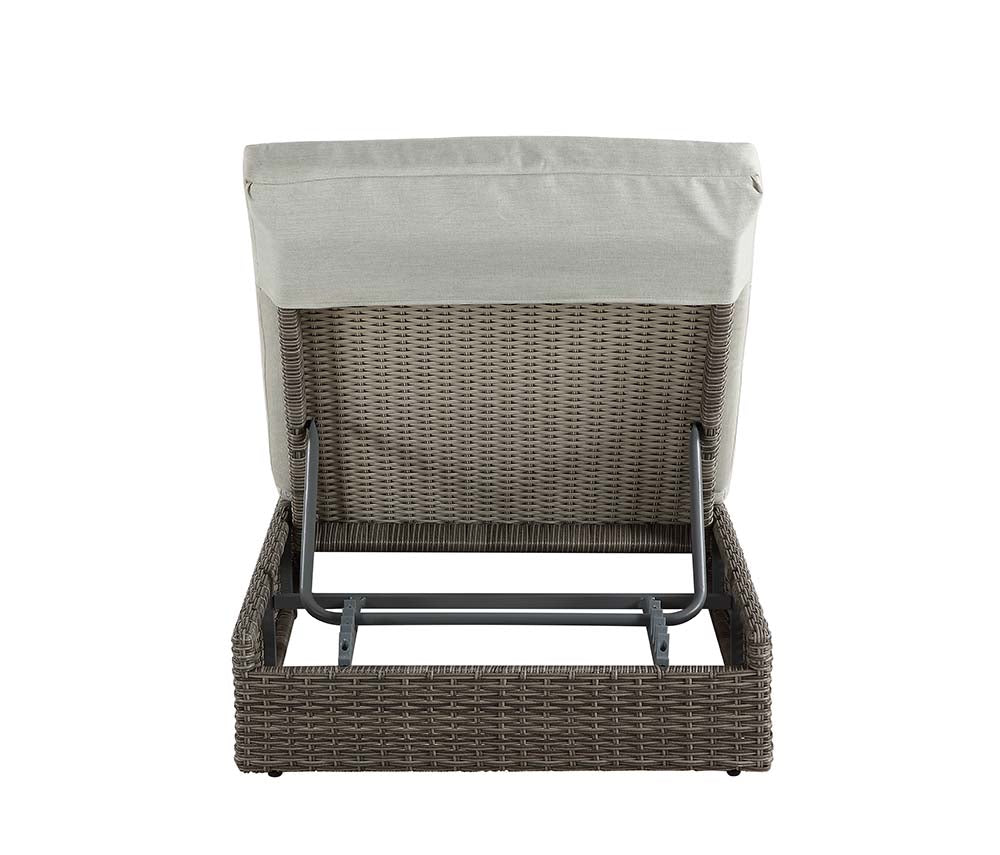 Acme - Salena Patio Sun Lounge OT01093 Beige Fabric & Gray Finish