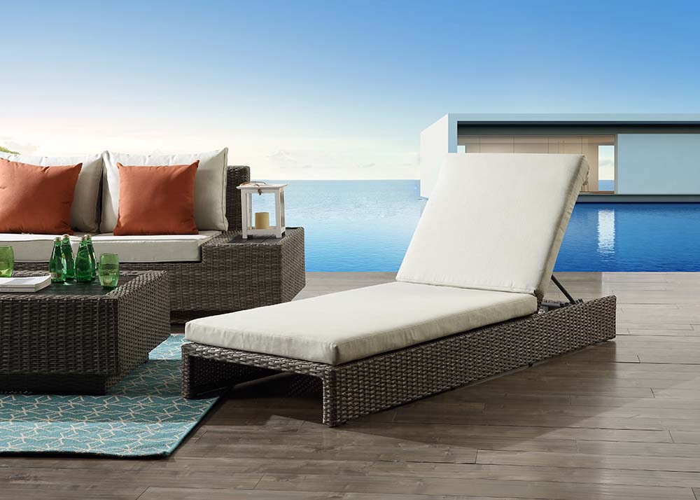 Acme - Salena Patio Sun Lounge OT01093 Beige Fabric & Gray Finish