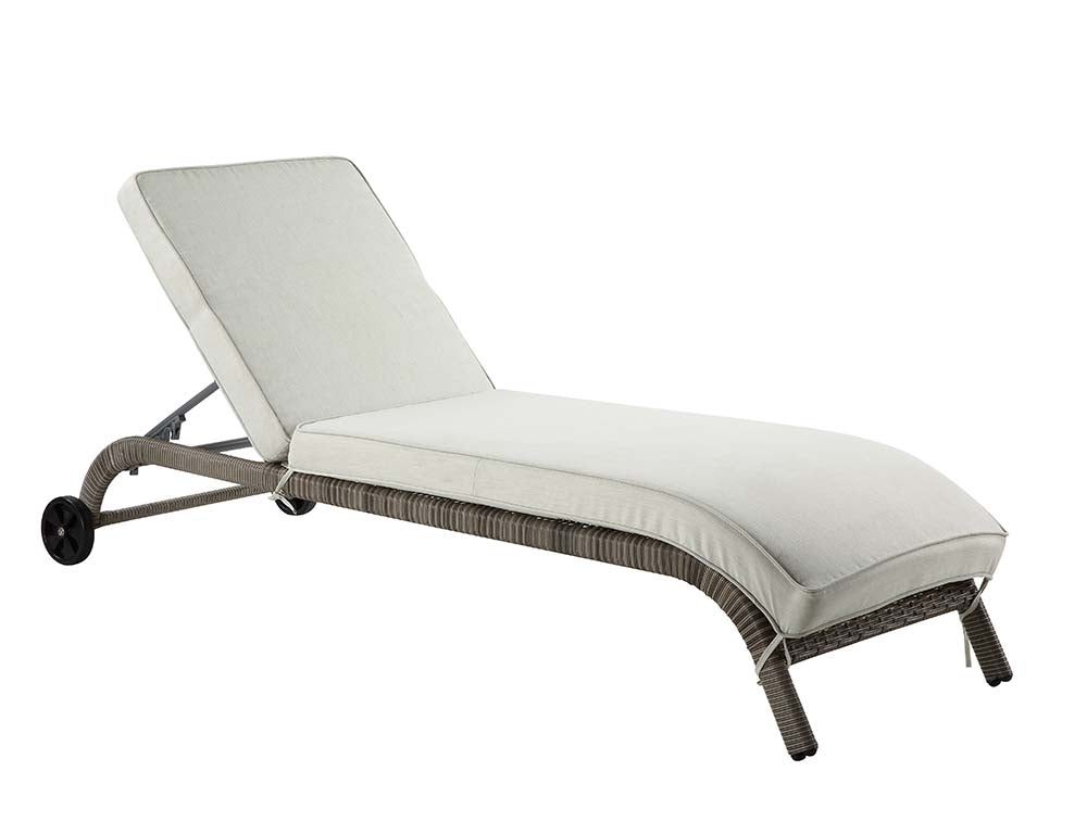 Acme - Salena Patio Sun Lounge OT01094 Beige Fabric & Gray Finish