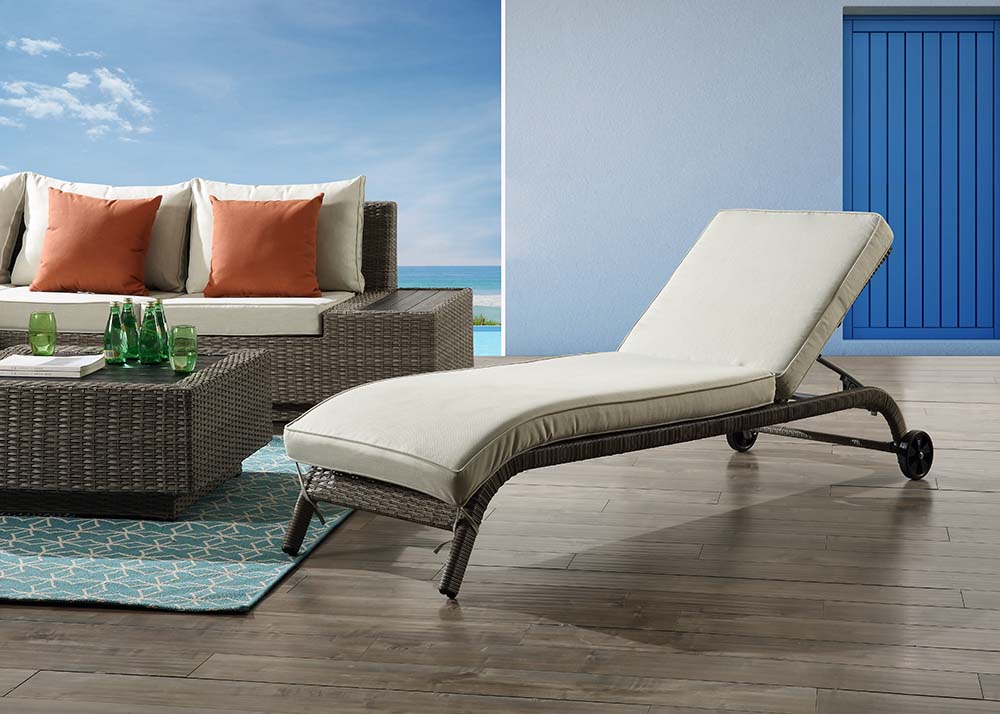 Acme - Salena Patio Sun Lounge OT01094 Beige Fabric & Gray Finish