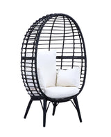 Acme - Penelope Patio Lounge Chair OT01098 Light Gray Fabric & Black Finish
