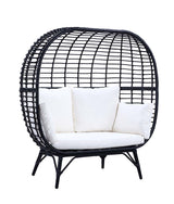 Acme - Penelope Patio Lounge Chair OT01099 Cream Fabric & Black Finish