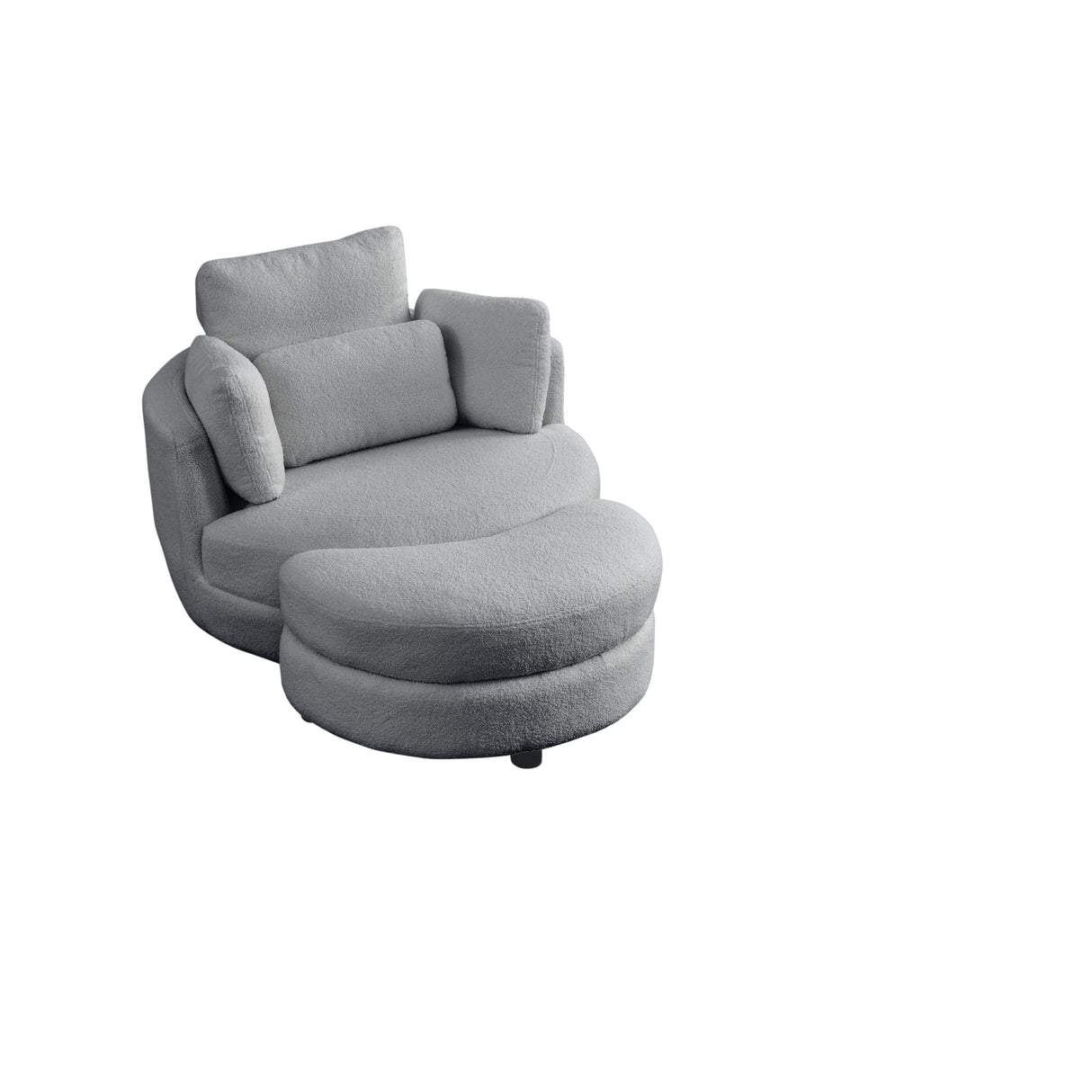 39"W Oversized Swivel Chair with moon storage ottoman for Living Room, Modern Accent Round Loveseat Circle Swivel Barrel Chairs for Bedroom Cuddle Sofa Chair Lounger Armchair, 4 Pillows, Teddy Fabric | Home Elegance USA