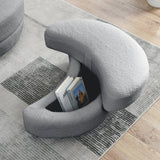 39"W Oversized Swivel Chair with moon storage ottoman for Living Room, Modern Accent Round Loveseat Circle Swivel Barrel Chairs for Bedroom Cuddle Sofa Chair Lounger Armchair, 4 Pillows, Teddy Fabric | Home Elegance USA