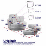 39"W Oversized Swivel Chair with moon storage ottoman for Living Room, Modern Accent Round Loveseat Circle Swivel Barrel Chairs for Bedroom Cuddle Sofa Chair Lounger Armchair, 4 Pillows, Teddy Fabric | Home Elegance USA