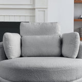 39"W Oversized Swivel Chair with moon storage ottoman for Living Room, Modern Accent Round Loveseat Circle Swivel Barrel Chairs for Bedroom Cuddle Sofa Chair Lounger Armchair, 4 Pillows, Teddy Fabric | Home Elegance USA