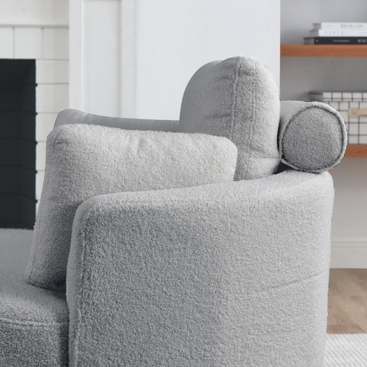 39"W Oversized Swivel Chair with moon storage ottoman for Living Room, Modern Accent Round Loveseat Circle Swivel Barrel Chairs for Bedroom Cuddle Sofa Chair Lounger Armchair, 4 Pillows, Teddy Fabric | Home Elegance USA