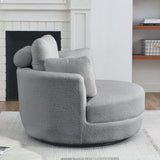 39"W Oversized Swivel Chair with moon storage ottoman for Living Room, Modern Accent Round Loveseat Circle Swivel Barrel Chairs for Bedroom Cuddle Sofa Chair Lounger Armchair, 4 Pillows, Teddy Fabric | Home Elegance USA