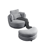 39"W Oversized Swivel Chair with moon storage ottoman for Living Room, Modern Accent Round Loveseat Circle Swivel Barrel Chairs for Bedroom Cuddle Sofa Chair Lounger Armchair, 4 Pillows, Teddy Fabric | Home Elegance USA