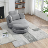 39"W Oversized Swivel Chair with moon storage ottoman for Living Room, Modern Accent Round Loveseat Circle Swivel Barrel Chairs for Bedroom Cuddle Sofa Chair Lounger Armchair, 4 Pillows, Teddy Fabric | Home Elegance USA