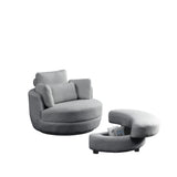 39"W Oversized Swivel Chair with moon storage ottoman for Living Room, Modern Accent Round Loveseat Circle Swivel Barrel Chairs for Bedroom Cuddle Sofa Chair Lounger Armchair, 4 Pillows, Teddy Fabric | Home Elegance USA