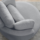39"W Oversized Swivel Chair with moon storage ottoman for Living Room, Modern Accent Round Loveseat Circle Swivel Barrel Chairs for Bedroom Cuddle Sofa Chair Lounger Armchair, 4 Pillows, Teddy Fabric | Home Elegance USA