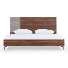 Palermo - Eastern King Modern Italian Faux Concrete & Walnut Bed - View Image 1