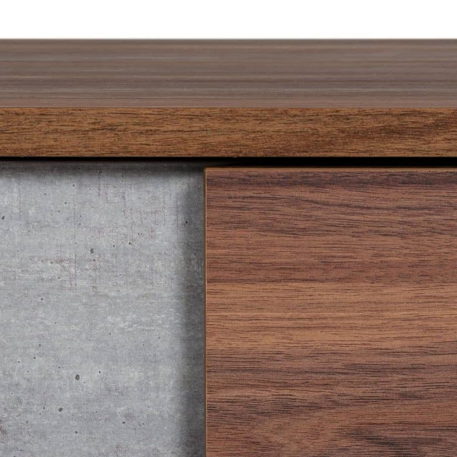 Eastern King Harris + Palermo - Modern Brown Fabric + Faux Concrete & Walnut 4-Piece Bedroom Set