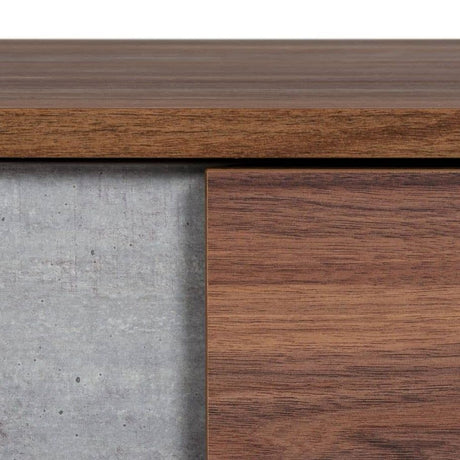 Eastern King Harris + Palermo - Modern Brown Fabric + Faux Concrete & Walnut 4-Piece Bedroom Set
