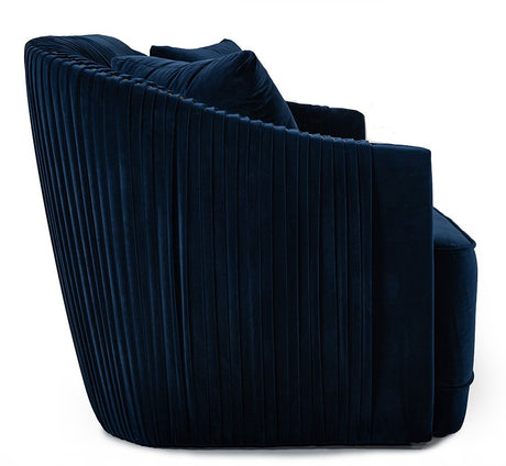 Palomar Modern Blue Velvet & Brass Sofa - View Image 1
