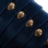 Palomar Modern Blue Velvet & Brass Sofa - View Image 1