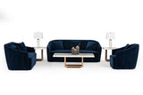 Divani Casa Palomar Modern Blue Velvet & Brass Sofa Set Vgvcs1811 - Blu - VGVCS1811 - BLU - Home Elegance USA - 3