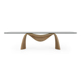 Pangea - Mid-Century Modern Glass + Buckwheat Ash Rectangular Dining Table - View Image 1