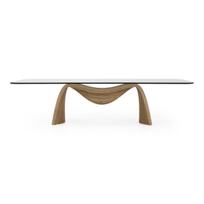 Pangea - Mid-Century Modern Glass + Buckwheat Ash Rectangular Dining Table - View Image 1