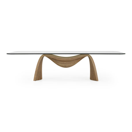 Pangea - Mid-Century Modern Glass + Buckwheat Ash Rectangular Dining Table - View Image 1