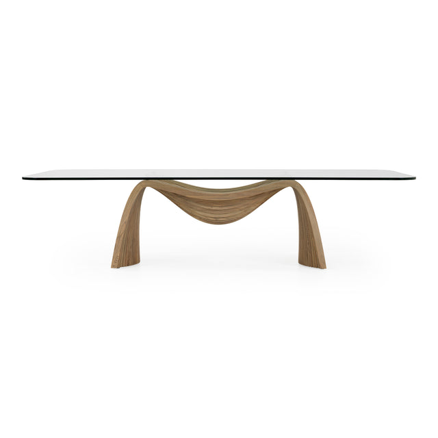 Pangea - Mid-Century Modern Glass + Buckwheat Ash Rectangular Dining Table - View Image 1