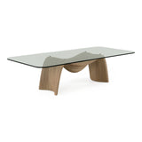 Pangea - Mid-Century Modern Glass + Buckwheat Ash Rectangular Dining Table - View Image 1