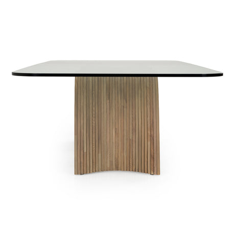 Pangea - Mid-Century Modern Glass + Buckwheat Ash Rectangular Dining Table - View Image 1