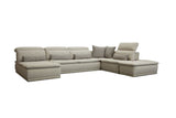 David Ferrari Panorama - Italian Modern Taupe Grey Fabric and Leather Modular Sectional Sofa | Home Elegance USA