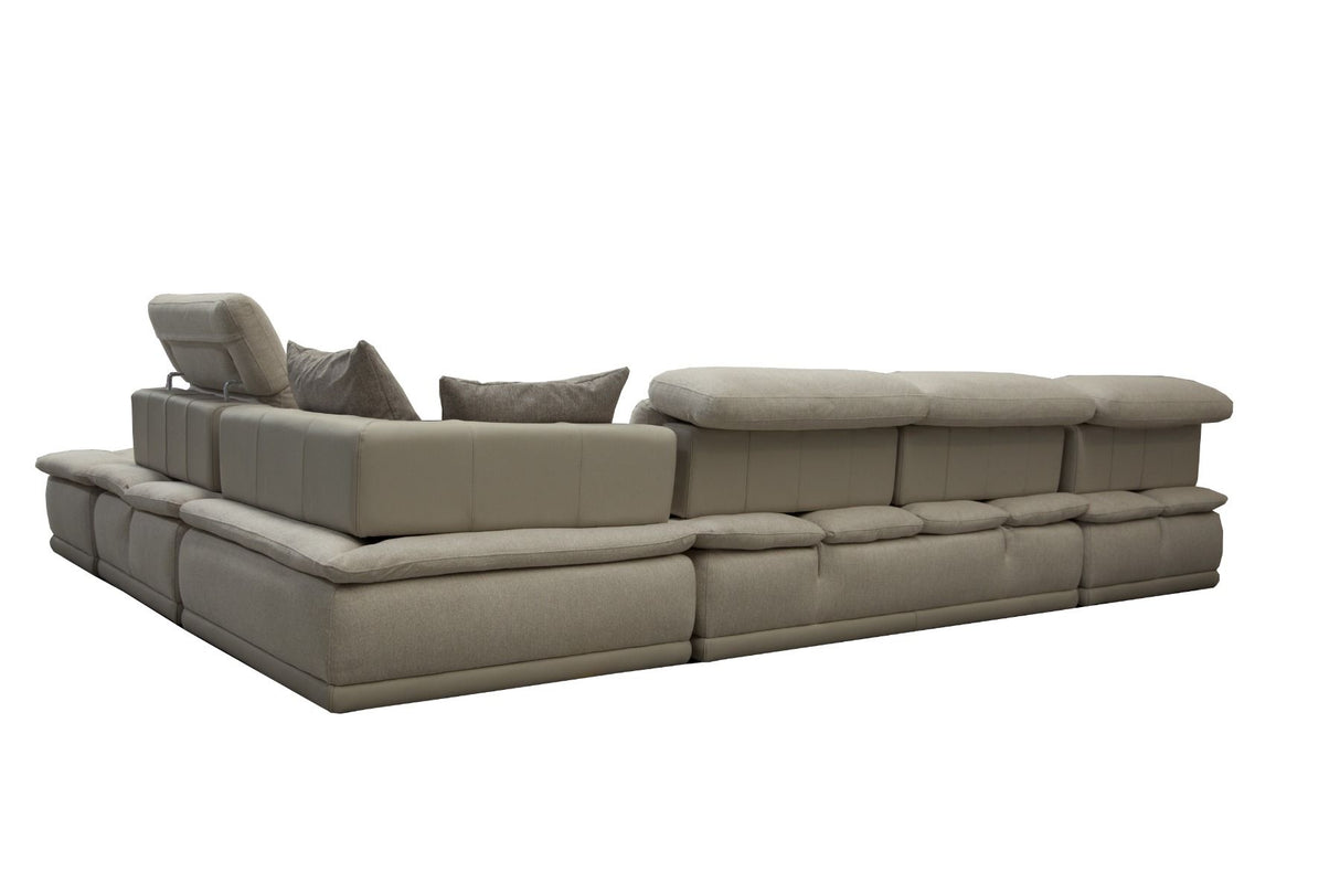 David Ferrari Panorama - Italian Modern Taupe Grey Fabric and Leather Modular Sectional Sofa