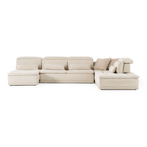 Panorama Italian Modern Beige Fabric & Leather Modular Sectional Sofa – Made in Italy - sold by Home Elegance USA