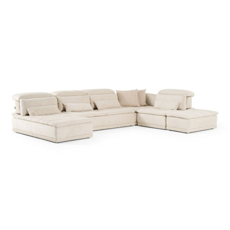 Panorama Italian Modern Beige Fabric & Leather Modular Sectional Sofa – Made in Italy - sold by Home Elegance USA