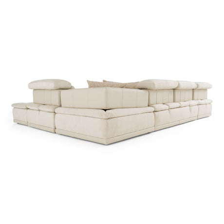 Panorama Italian Modern Beige Fabric & Leather Modular Sectional Sofa – Made in Italy - sold by Home Elegance USA