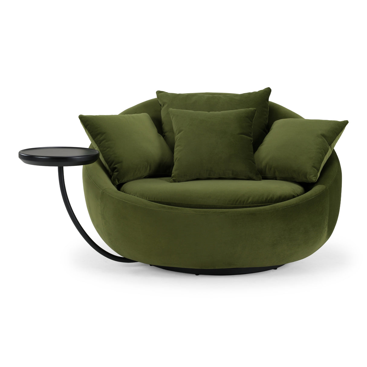 Pascal Modern Round Green Velvet Swivel Lounge Chair - View Image 1