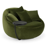 Pascal Modern Round Green Velvet Swivel Lounge Chair - View Image 1