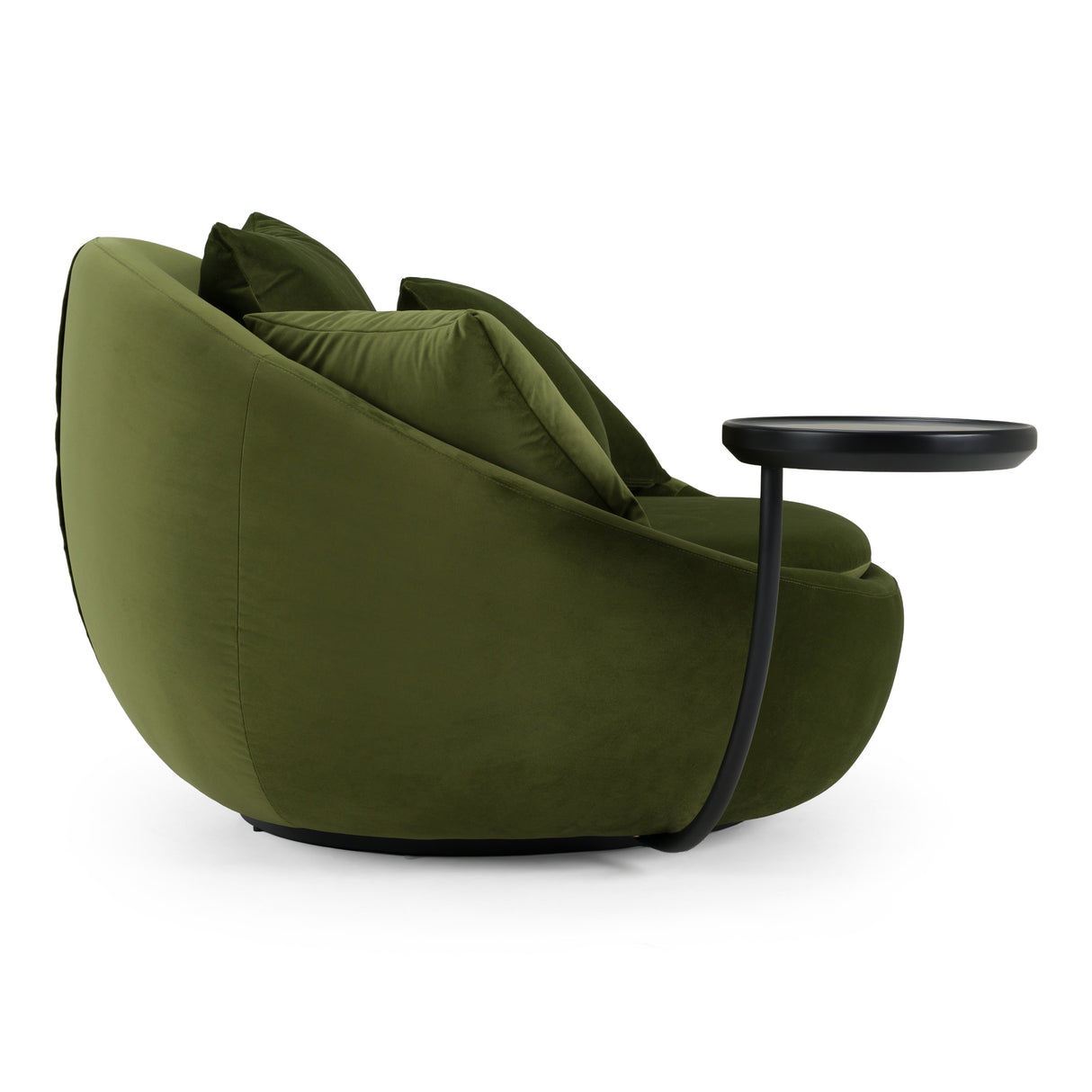 Pascal Modern Round Green Velvet Swivel Lounge Chair - View Image 1