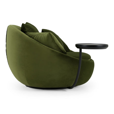 Pascal Modern Round Green Velvet Swivel Lounge Chair - View Image 1