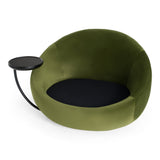 Pascal Modern Round Green Velvet Swivel Lounge Chair - View Image 1
