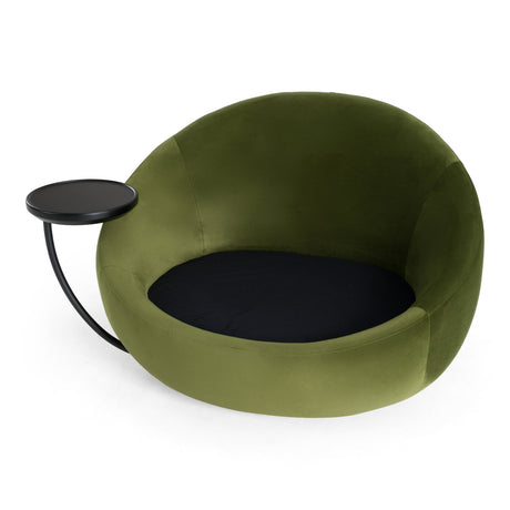 Pascal Modern Round Green Velvet Swivel Lounge Chair - View Image 1