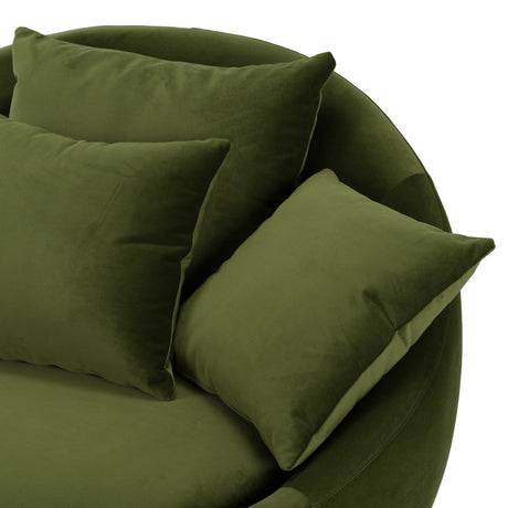 Pascal Modern Round Green Velvet Swivel Lounge Chair - View Image 1