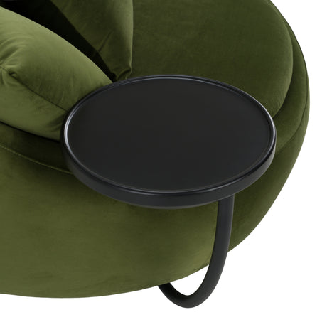 Pascal Modern Round Green Velvet Swivel Lounge Chair - View Image 1