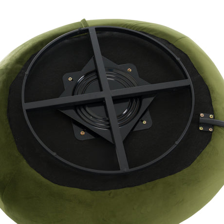 Pascal Modern Round Green Velvet Swivel Lounge Chair - View Image 1