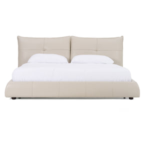 California King Patrick - Modern Light Grey Leather Bed