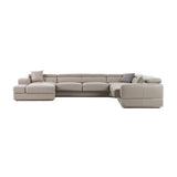 Divani Casa Pella Modern Grey Italian Leather U-Shaped Sectional Sofa – Stylish & Spacious Seating - Home Elegance USA