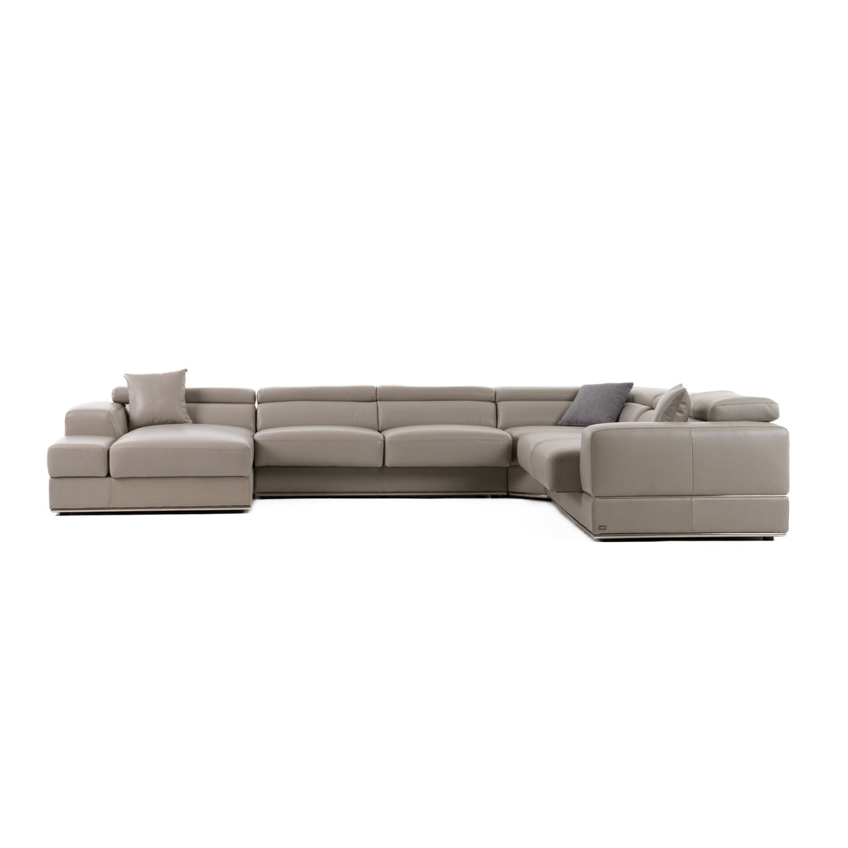 Divani Casa Pella Modern Grey Italian Leather U-Shaped Sectional Sofa – Stylish & Spacious Seating - Home Elegance USA