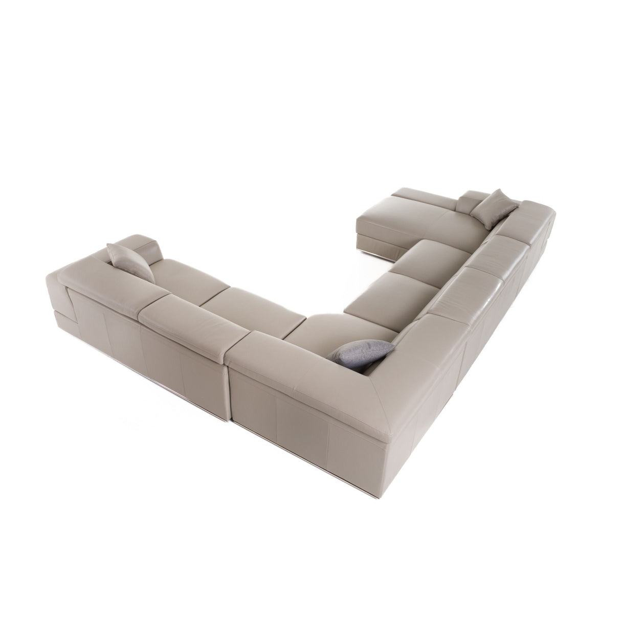 Divani Casa Pella Modern Grey Italian Leather U-Shaped Sectional Sofa – Stylish & Spacious Seating - Home Elegance USA