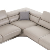 Divani Casa Pella Modern Grey Italian Leather U-Shaped Sectional Sofa – Stylish & Spacious Seating - Home Elegance USA